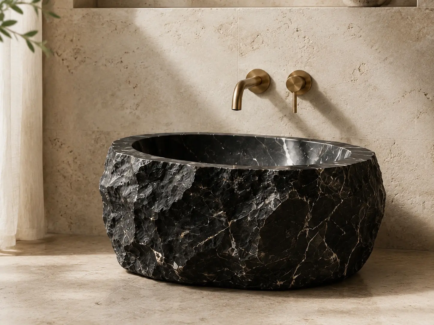 Nocturne black marble basin